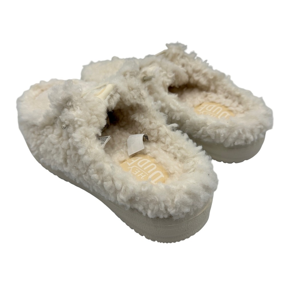 Hey Dude Wendy Slipper Women Size 10 Egret White New Faux Shearling 44170-0LA - Picture 5 of 9